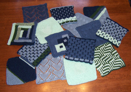 blue and green afghan squares