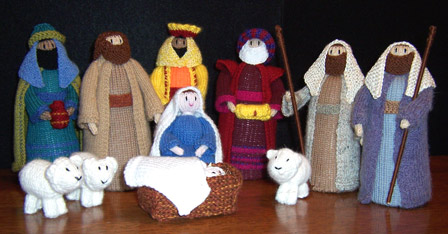 Jean Greenhowe knitted nativity set Jean Greenhowe nativity dolls